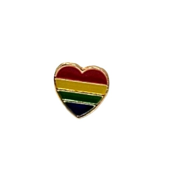 Pride Rainbow Striped Heart Post Earrings Love is Love Card - Picture 2 of 3